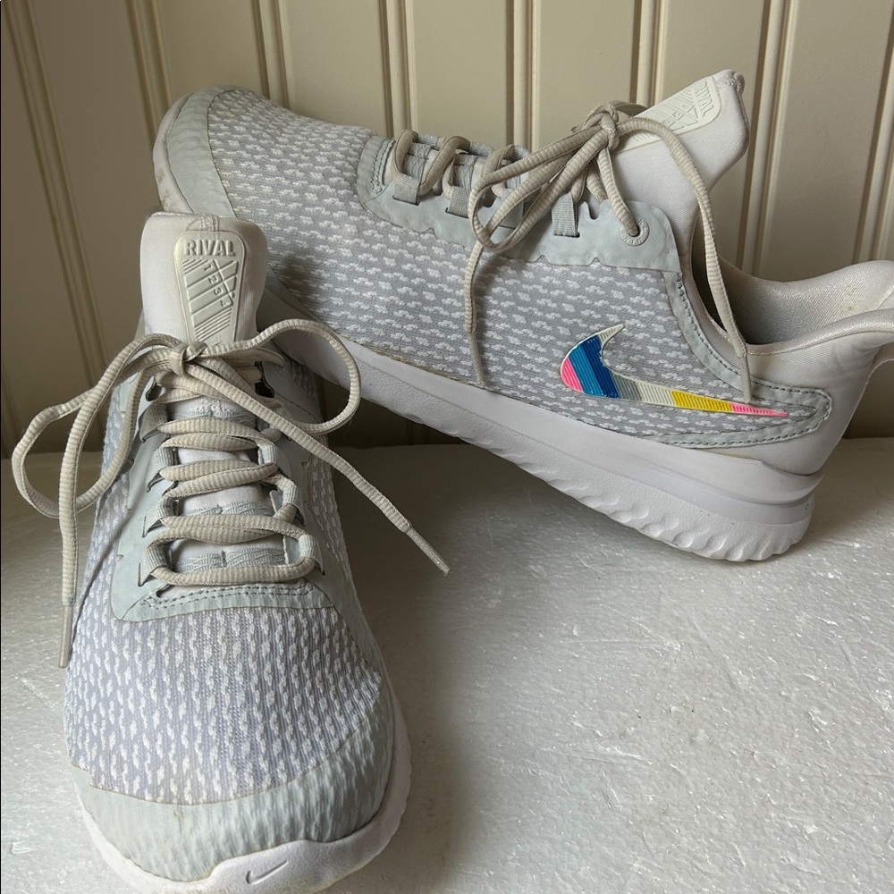 Nike Renew Rival 1234 lace up rainbow Sneakers NY Giants insoles men’s size 10